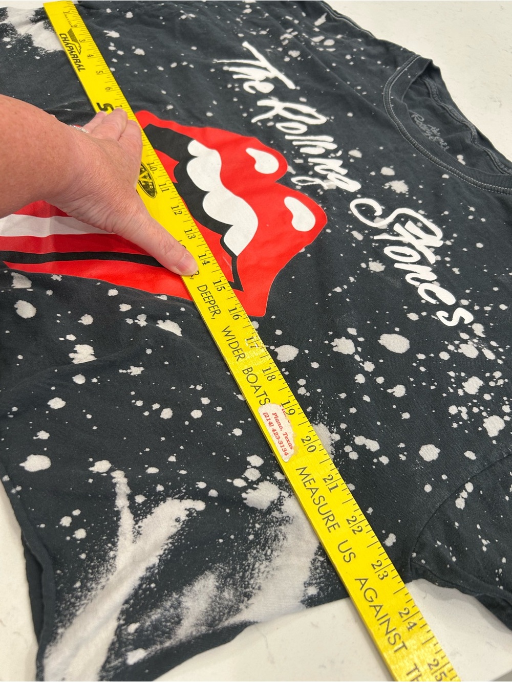 The Rolling Stones Black Bleached Crop Tee with Red Tongue Graphic - Picture 7 of 8